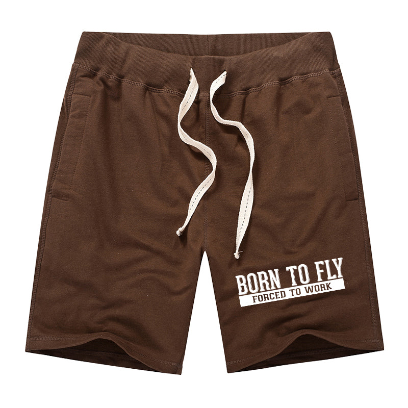 Born To Fly Forced To Work Designed Cotton Shorts