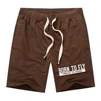 Thumbnail for Born To Fly Forced To Work Designed Cotton Shorts