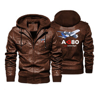 Thumbnail for Airbus A380 Love at first flight Designed Hooded Leather Jackets
