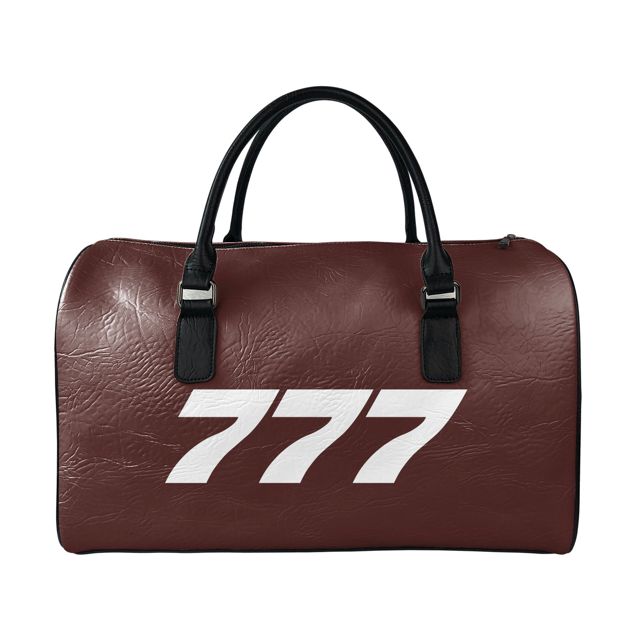 777 Flat Text Designed Leather Travel Bag