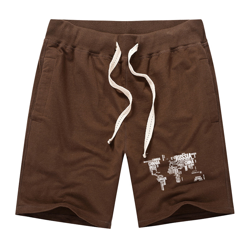 World Map (Text) Designed Cotton Shorts