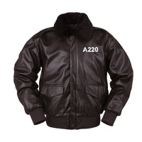 Thumbnail for A220 Flat Text Designed Leather Bomber Jackets