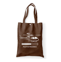 Thumbnail for Pilot In Progress (Helicopter) Designed Tote Bags