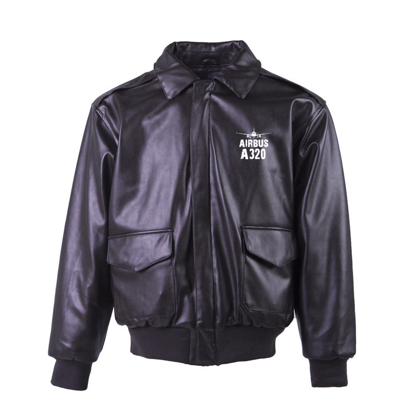 Airbus A320 & Plane Designed Leather Bomber Jackets (NO Fur)