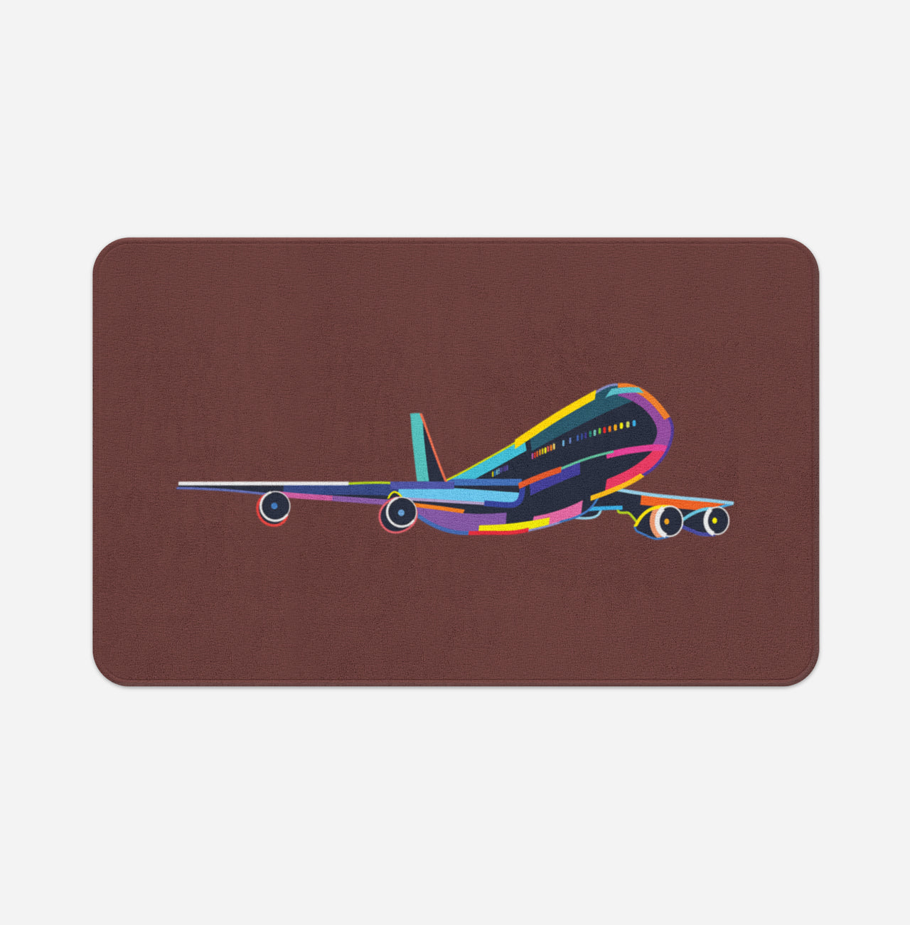 Multicolor Airplane Designed Bath Mats