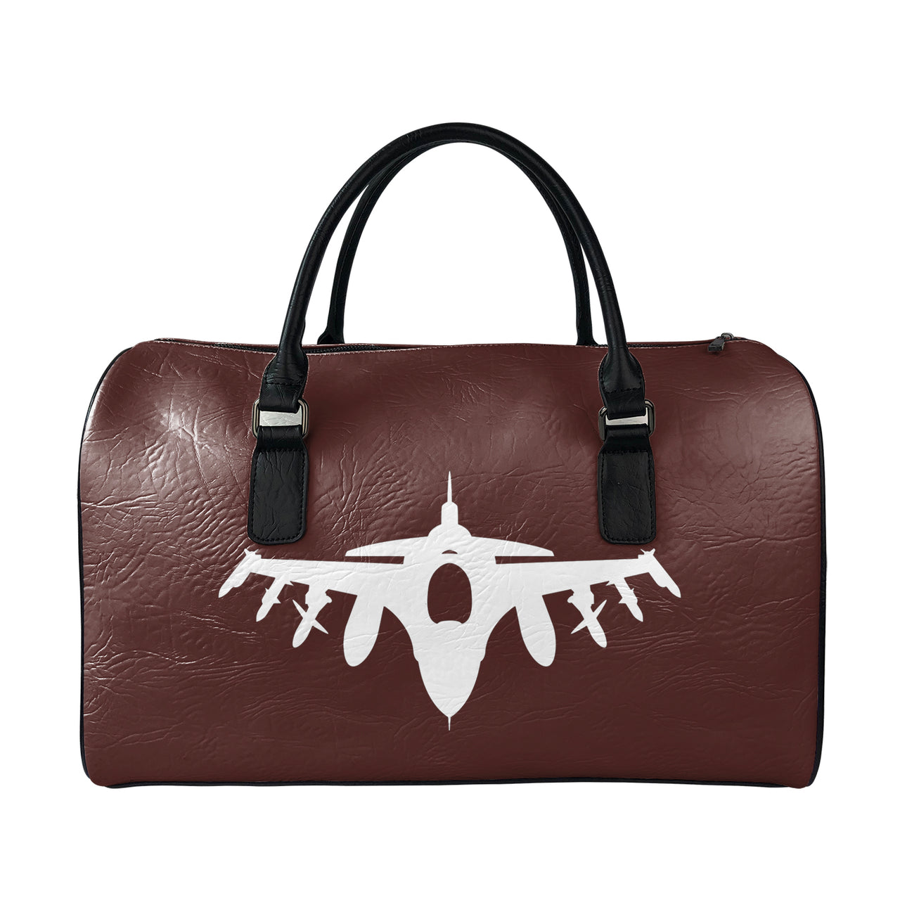 Fighting Falcon F16 Silhouette Designed Leather Travel Bag
