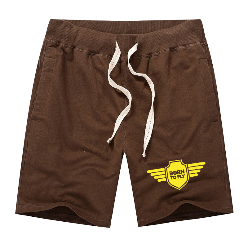 Born To Fly & Badge Designed Cotton Shorts