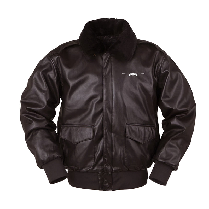 Airbus A350 Silhouette Designed Leather Bomber Jackets