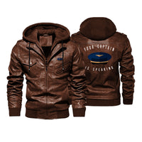 Thumbnail for Your Captain Is Speaking Designed Hooded Leather Jackets