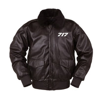 Thumbnail for 717 Flat Text Designed Leather Bomber Jackets