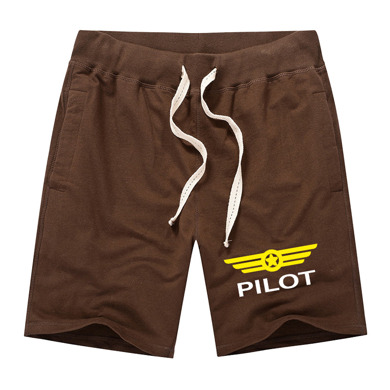 Pilot & Badge Designed Cotton Shorts