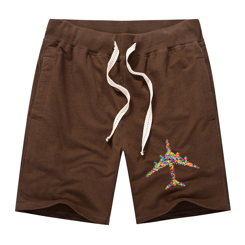 Colourful Airplane Designed Cotton Shorts