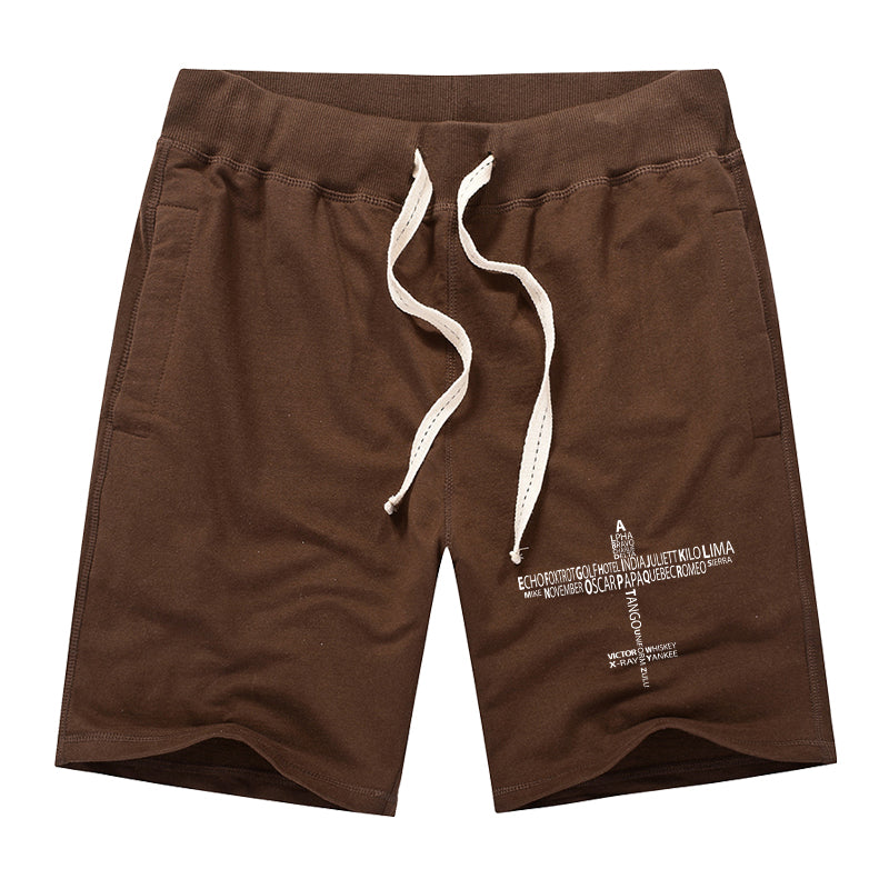 Propeller Shape Aviation Alphabet Designed Cotton Shorts