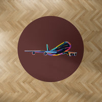 Thumbnail for Multicolor Airplane Designed Carpet & Floor Mats (Round)