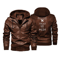 Thumbnail for Trust Me I'm a Pilot 2 Designed Hooded Leather Jackets