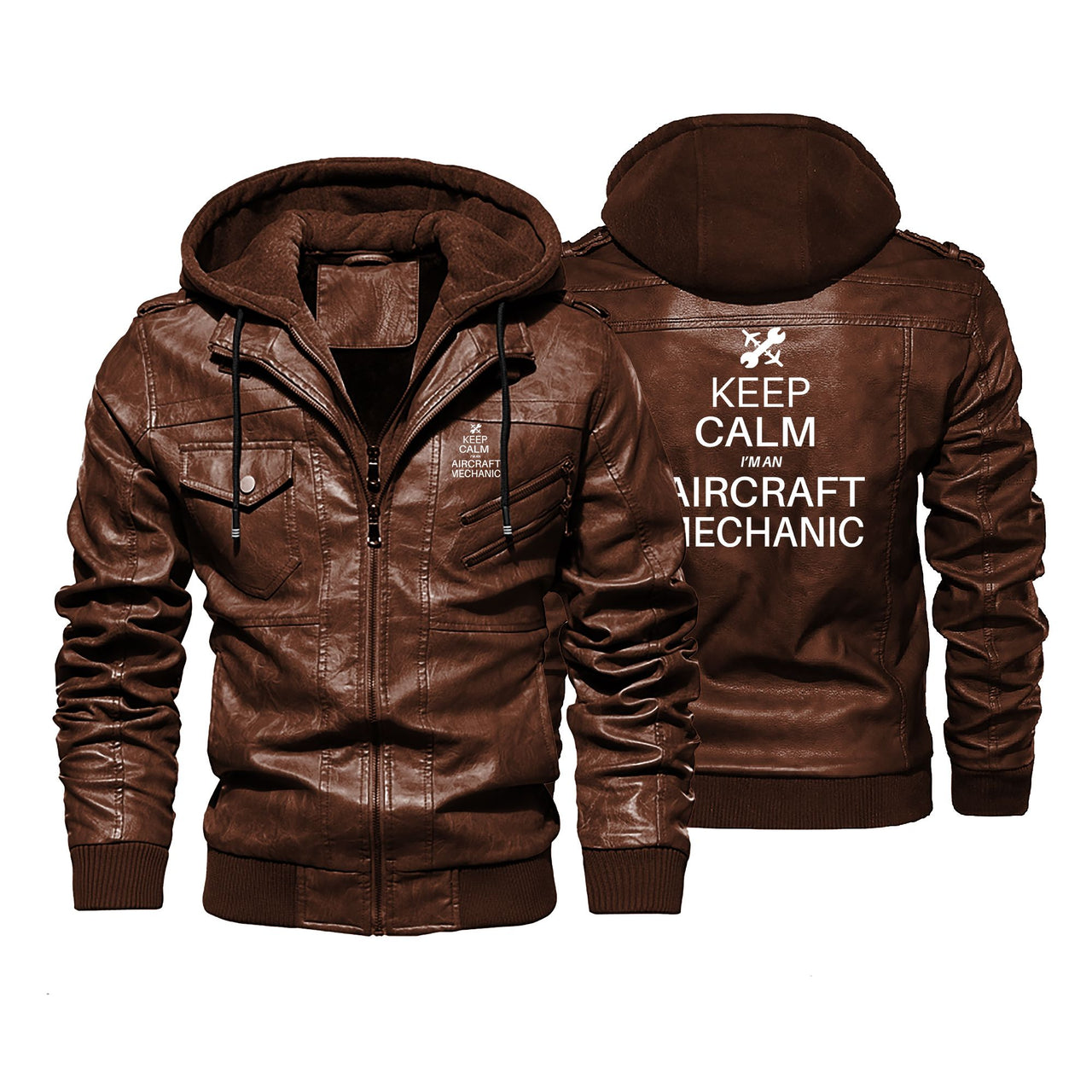 Aircraft Mechanic Designed Hooded Leather Jackets
