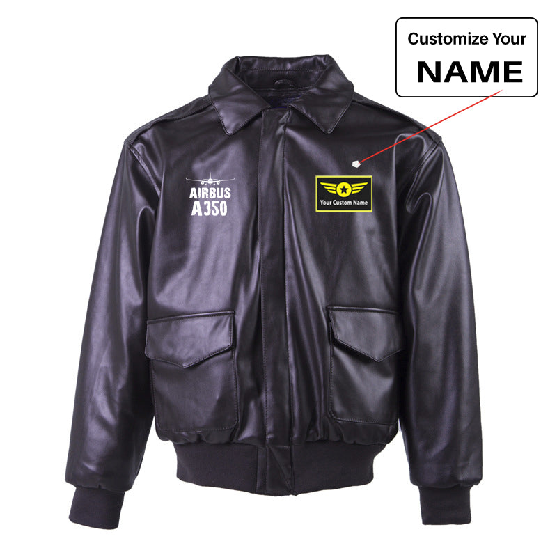 Airbus A350 & Plane Designed Leather Bomber Jackets (NO Fur)