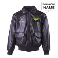 Thumbnail for The Lockheed Martin F35 Designed Leather Bomber Jackets (NO Fur)