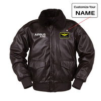 Thumbnail for Airbus A340 & Text Designed Leather Bomber Jackets