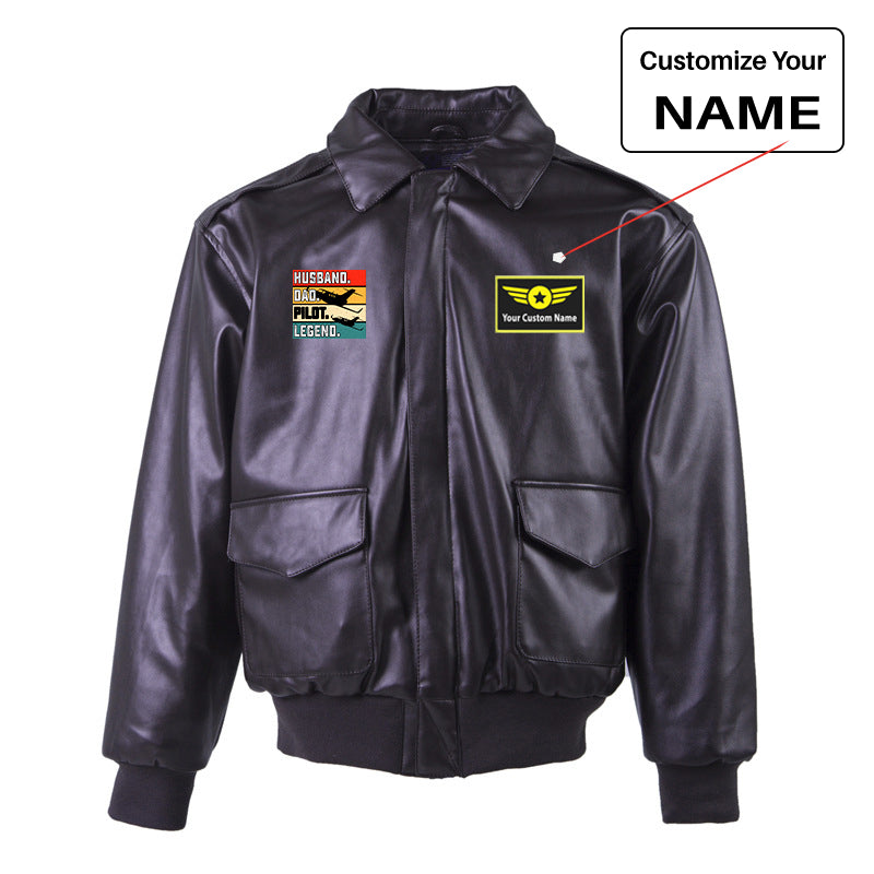 Husband & Dad & Pilot & Legend Designed Leather Bomber Jackets (NO Fur)