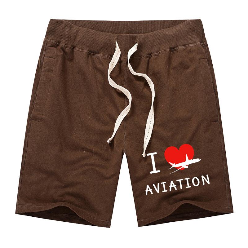 I Love Aviation Designed Cotton Shorts
