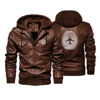 Thumbnail for Aviation Finger Print Designed Hooded Leather Jackets