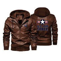 Thumbnail for US Air Force Designed Hooded Leather Jackets