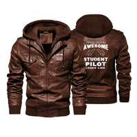 Thumbnail for Student Pilot Designed Hooded Leather Jackets