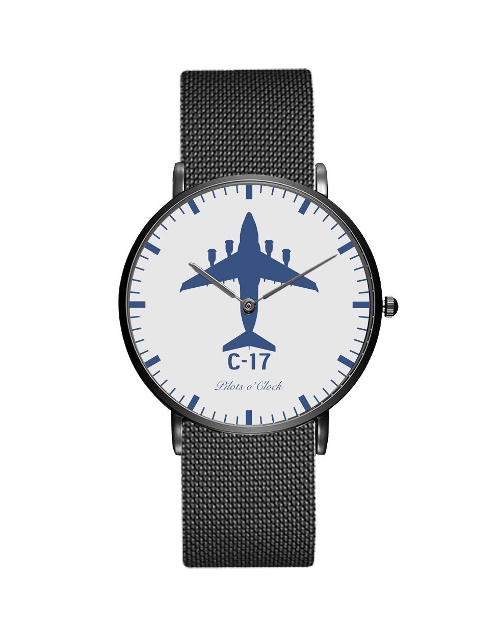 Boeing GlobeMaster C-17 Stainless Steel Strap Watches Pilot Eyes Store Black & Stainless Steel Strap 