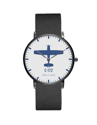 Thumbnail for Cessna 172 aviation slim watch, stainless steel body with engraved detail.