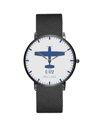 Thumbnail for Cessna 172 Stainless Steel Strap Watches Pilot Eyes Store Black & Stainless Steel Strap 
