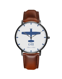 Thumbnail for Cessna 172 Leather Strap Watches Pilot Eyes Store Black & Brown Leather Strap 