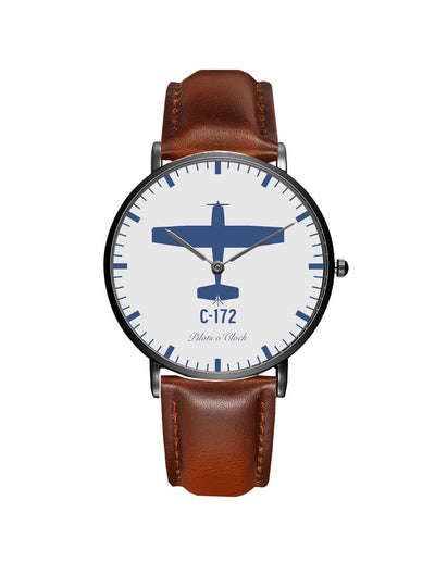 Side view of Cessna 172 aviation slim watch in stainless steel, polished finish.