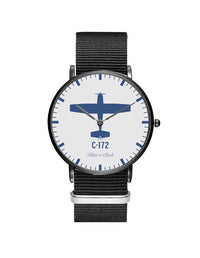 Thumbnail for Cessna 172 Leather Strap Watches Pilot Eyes Store Black & Black Nylon Strap 