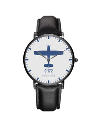 Thumbnail for Cessna 172 Leather Strap Watches Pilot Eyes Store Black & Black Leather Strap 