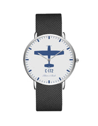 Thumbnail for Cessna 172 Stainless Steel Strap Watches Pilot Eyes Store Silver & Black Stainless Steel Strap 