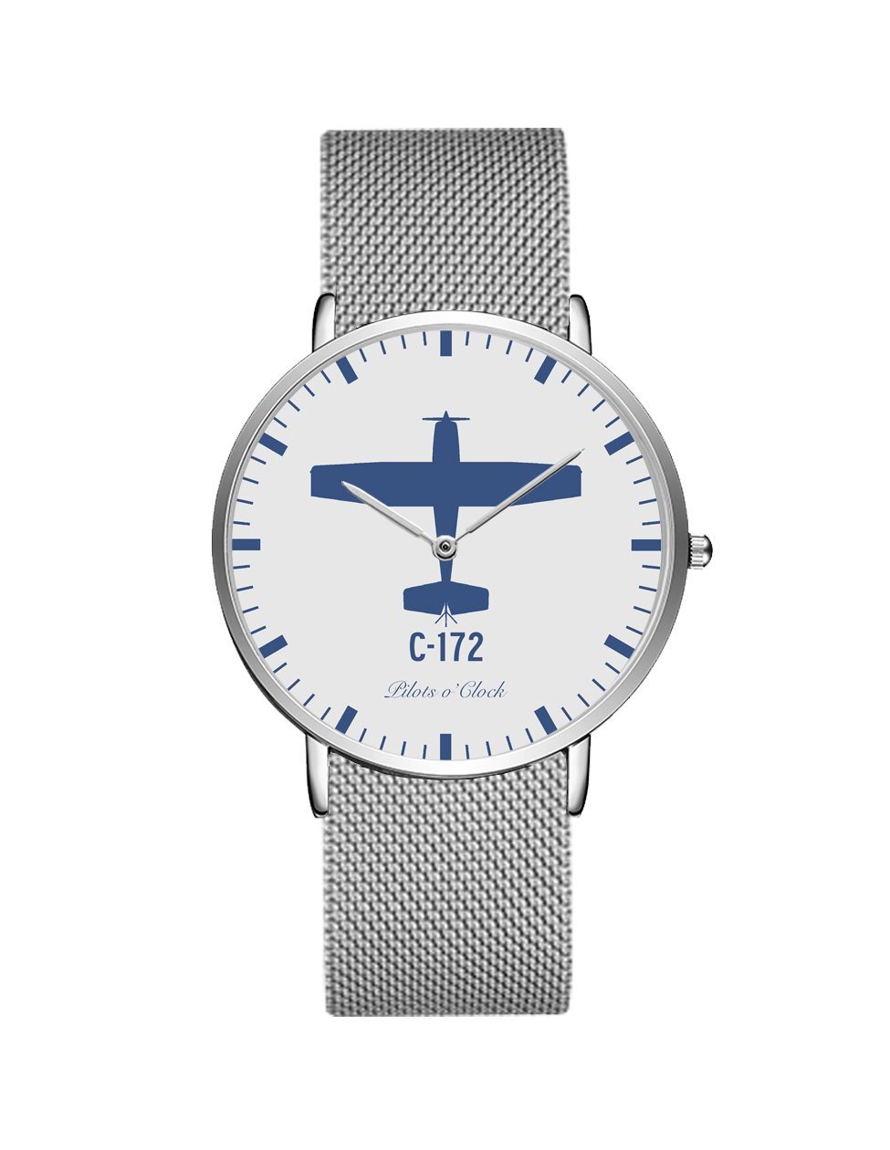 Cessna 172 Stainless Steel Strap Watches Pilot Eyes Store Silver & Silver Stainless Steel Strap 