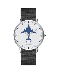 Thumbnail for Boeing GlobeMaster C-17 Stainless Steel Strap Watches Pilot Eyes Store Silver & Black Stainless Steel Strap 