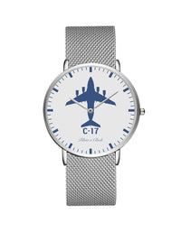 Thumbnail for Boeing GlobeMaster C-17 Stainless Steel Strap Watches Pilot Eyes Store Silver & Silver Stainless Steel Strap 