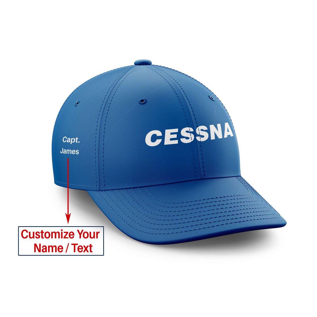Cessna & Text Designed Embroidered Hats