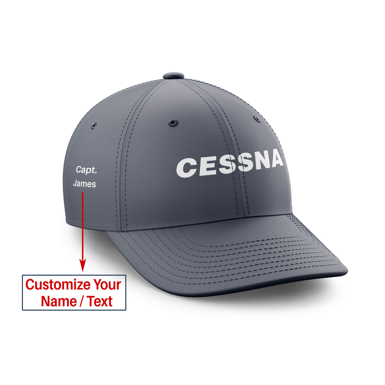 Cessna & Text Designed Embroidered Hats