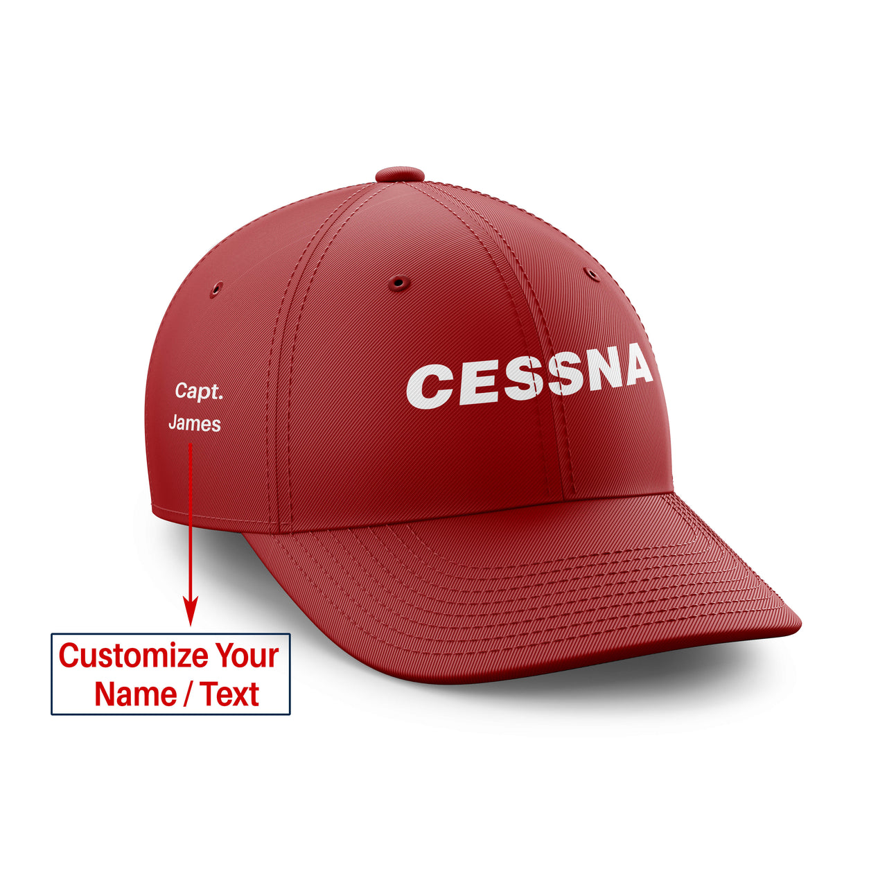 Cessna & Text Designed Embroidered Hats