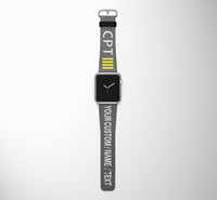 Thumbnail for Customizable TEXT & CPT 4 Lines Designed Leather Apple Watch Straps