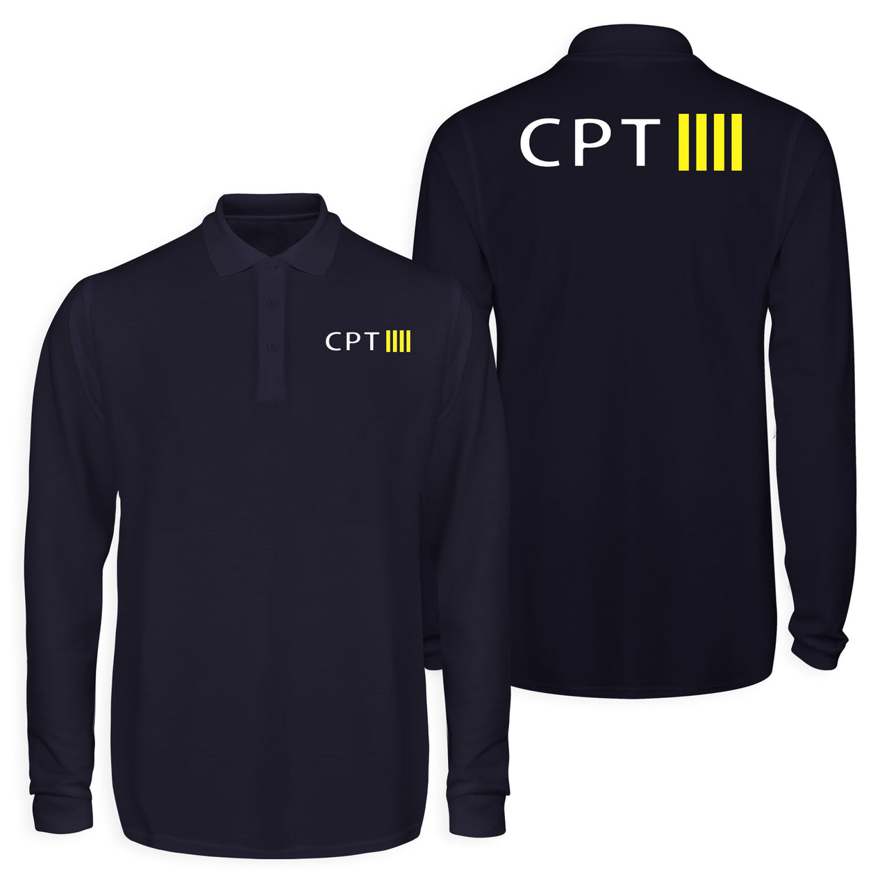CPT & 4 Lines Designed Long Sleeve Polo T-Shirts (Double-Side)