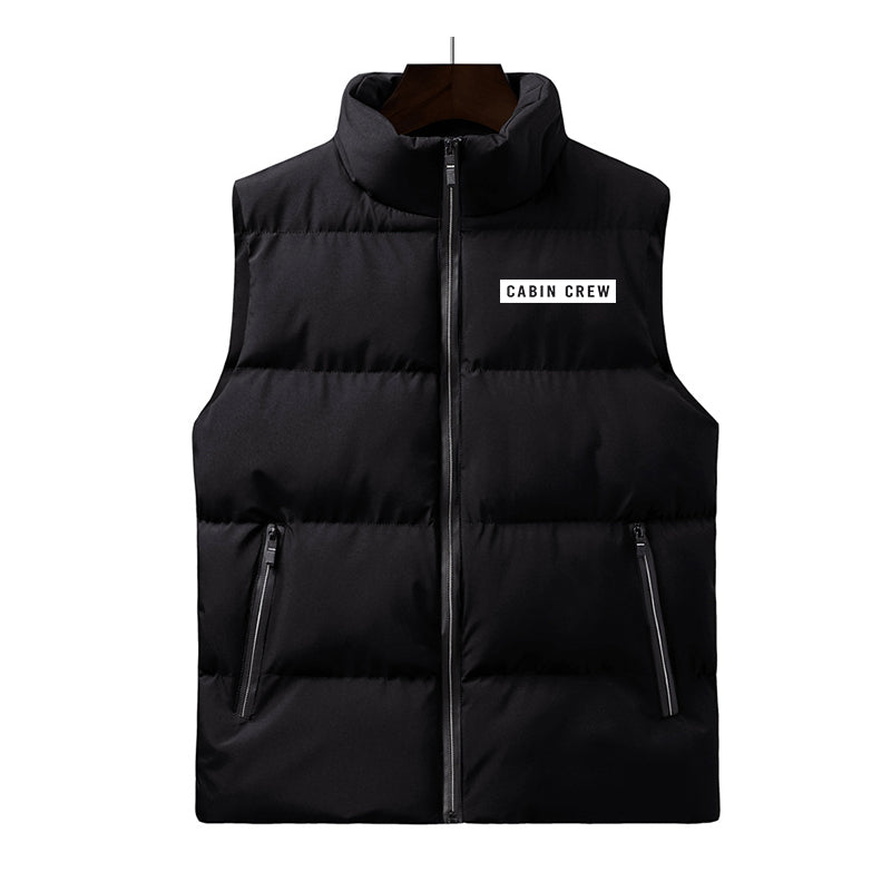 Cabin Crew Text Designed Puffy Vests