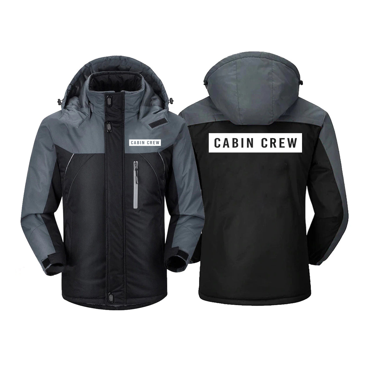 Cabin Crew Text Designed Thick Winter Jackets