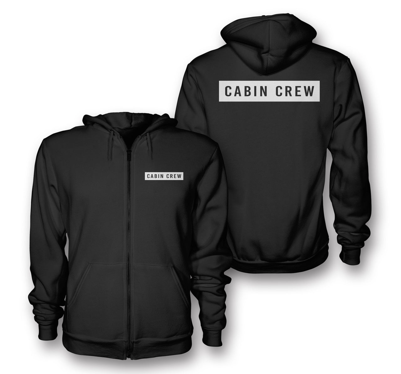 Cabin Crew Text Designed Zipped Hoodies