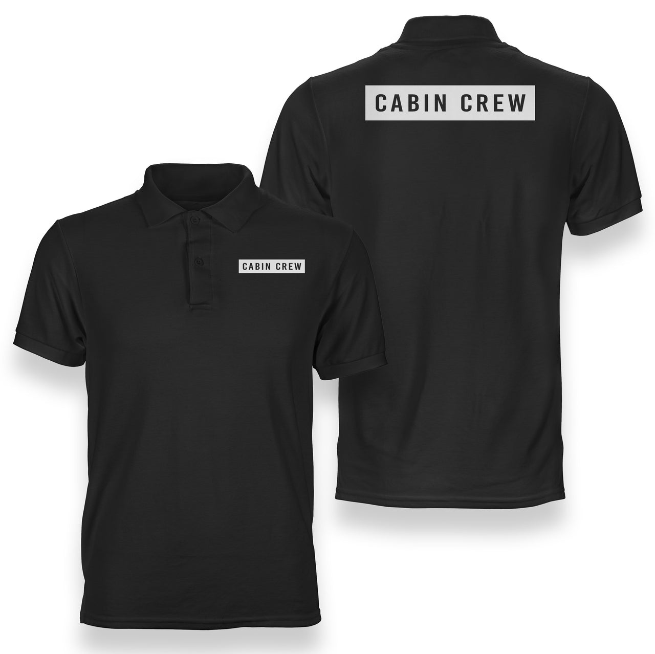 Cabin Crew Text Designed Double Side Polo T-Shirts