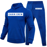 Thumbnail for Cabin Crew Text Designed Hoodies & Sweatpants Set