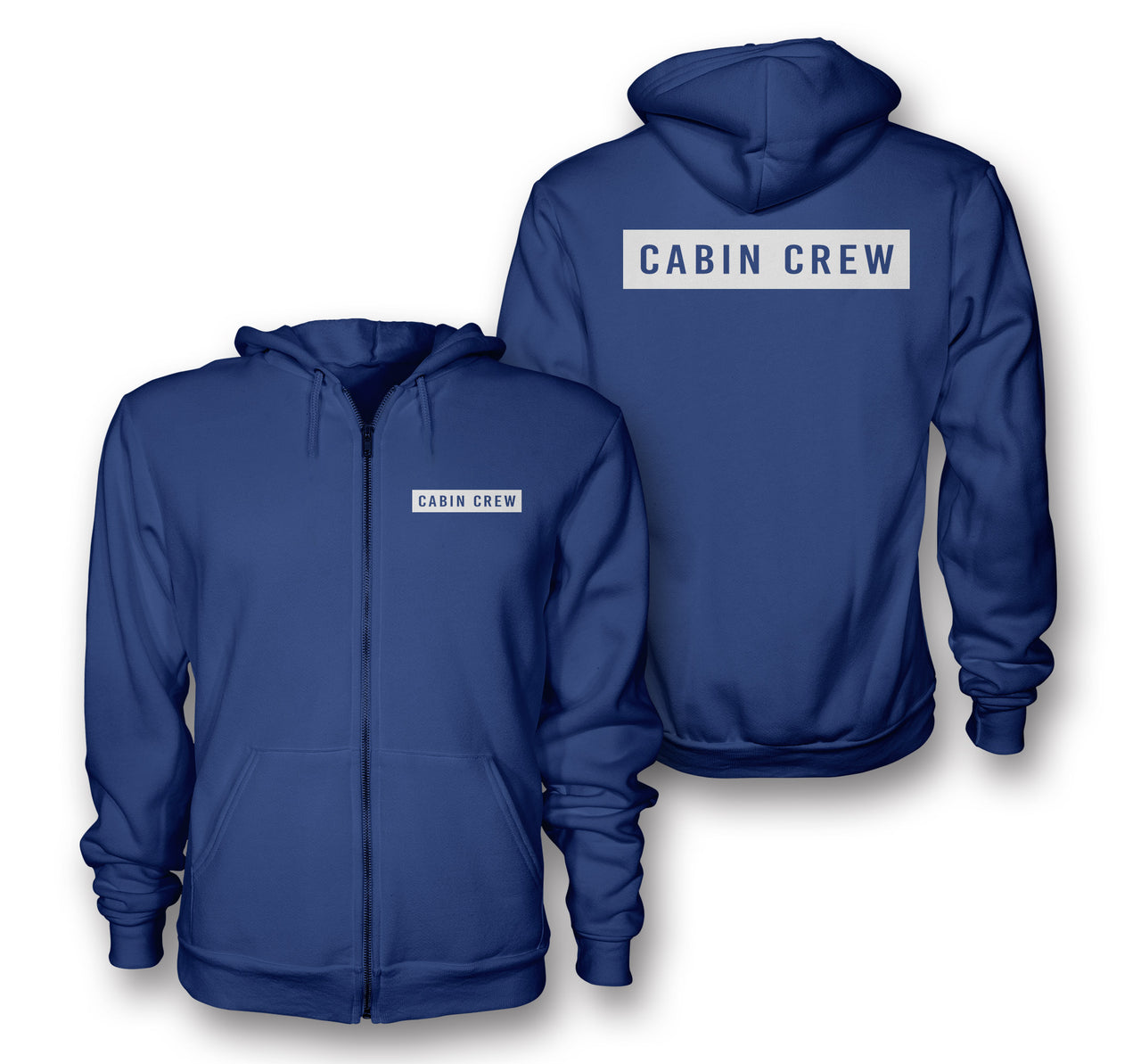 Cabin Crew Text Designed Zipped Hoodies